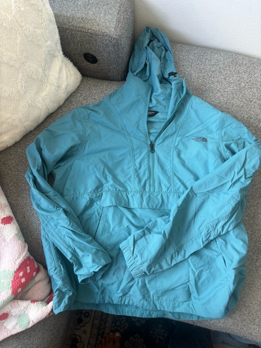 The North Face Turquoise Hooded Half-Zip Anorak